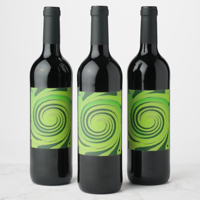 Twirl Me Green Pattern Wine Label (Bottles)