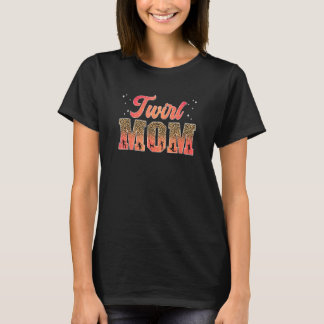 Twirl Mom Leopard Baton Twirling Mom Of A Baton Tw T-Shirt