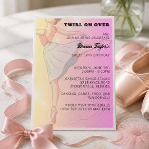Twirl on Over Ballerina Birthday Party Invite