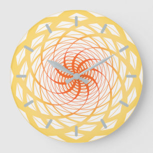 Twirl Orange Pattern Large Clock