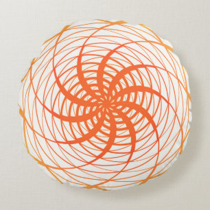 Twirl Orange Pattern Round Cushion
