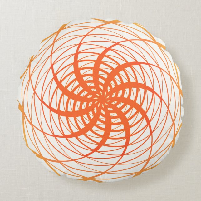 Twirl Orange Pattern Round Cushion (Front)
