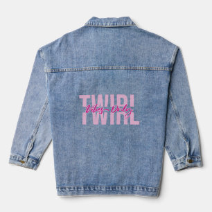 Twirl Vibes Only Baton Twirler Gymnastic Denim Jacket