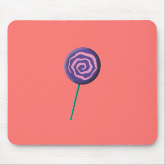 Twirled purple lollipop with pink mouse mat