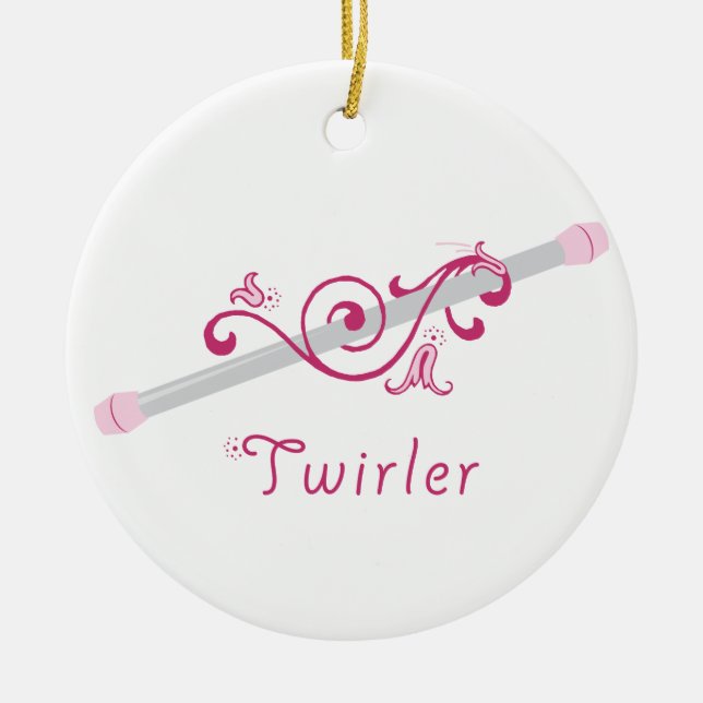 Twirler Baton Ceramic Tree Decoration (Front)