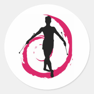 TWIRLER SWIRL PINK/BLACK CLASSIC ROUND STICKER