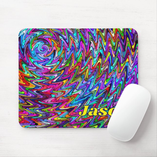 Twirling Colours Zigzag Pattern Mouse Mat (With Mouse)