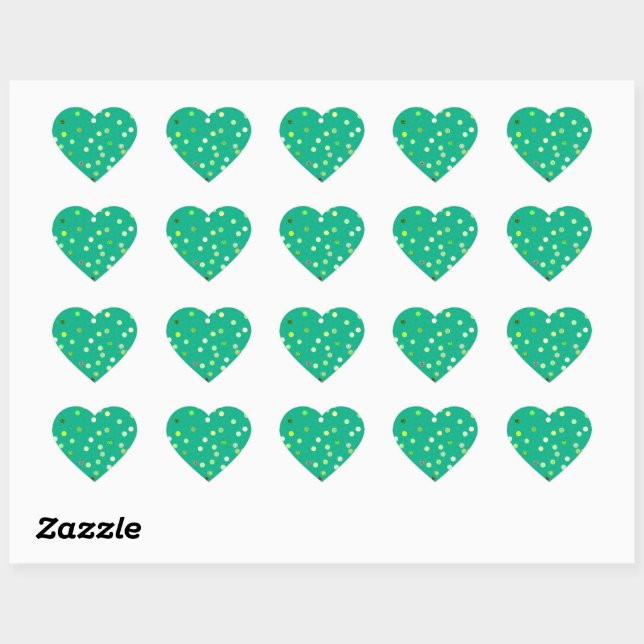 Twirly Polka Dot Green Heart Stickers (Sheet)