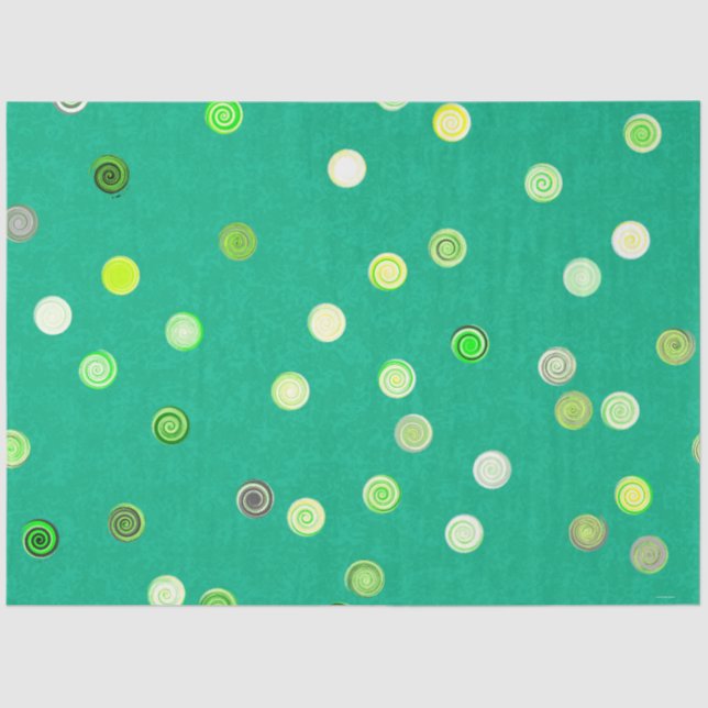 Twirly Polka Dot Green Tissue Paper (Front)