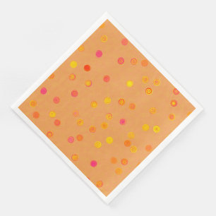 Twirly Polka Dot Orange Paper Party Napkins