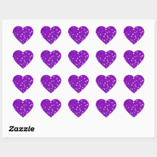 Twirly Polka Dot Purple Heart Stickers