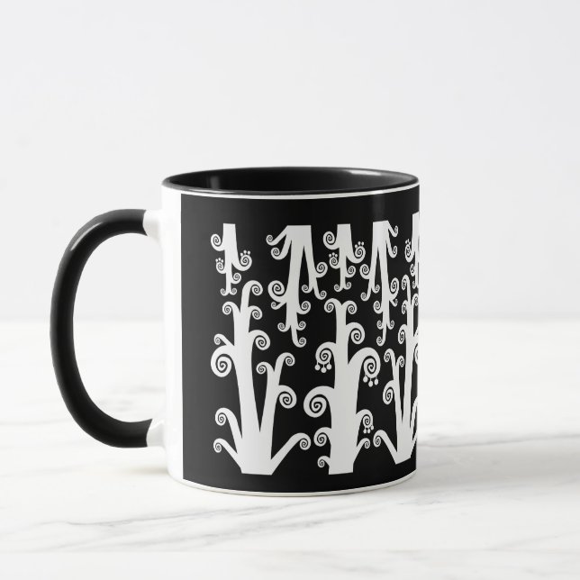 Twirly Stalks - Black and White Mug (Left)