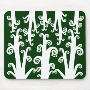 Twirly Stalks - Dark Green Mouse Mat