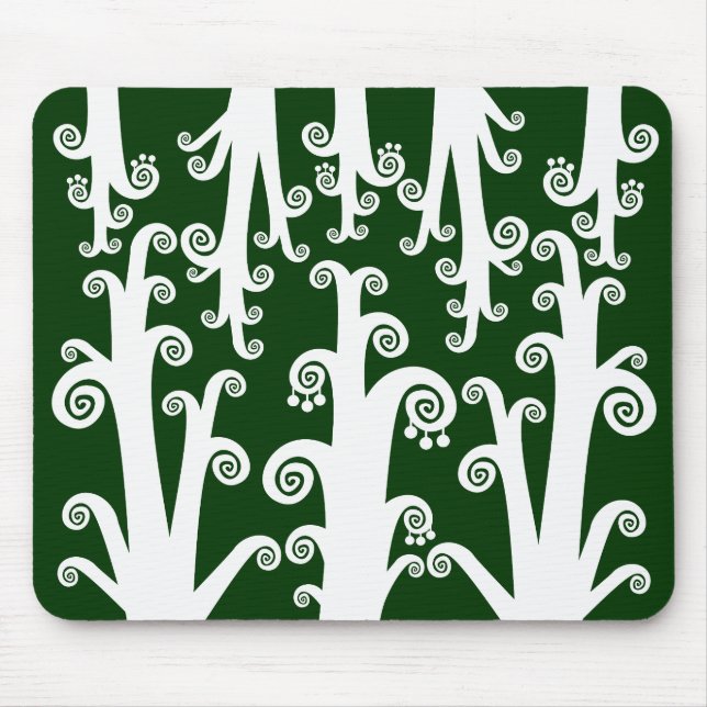 Twirly Stalks - Dark Green Mouse Mat (Front)