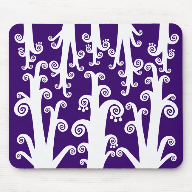 Twirly Stalks - Deep Purple Mouse Mat (Front)