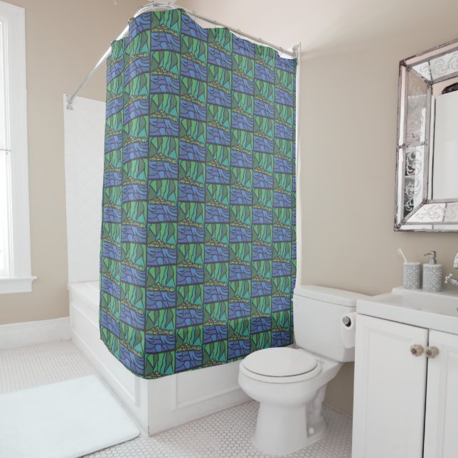 TWIS #blairsanimalcorner Alligator Showercurtain Shower Curtain (In Situ)