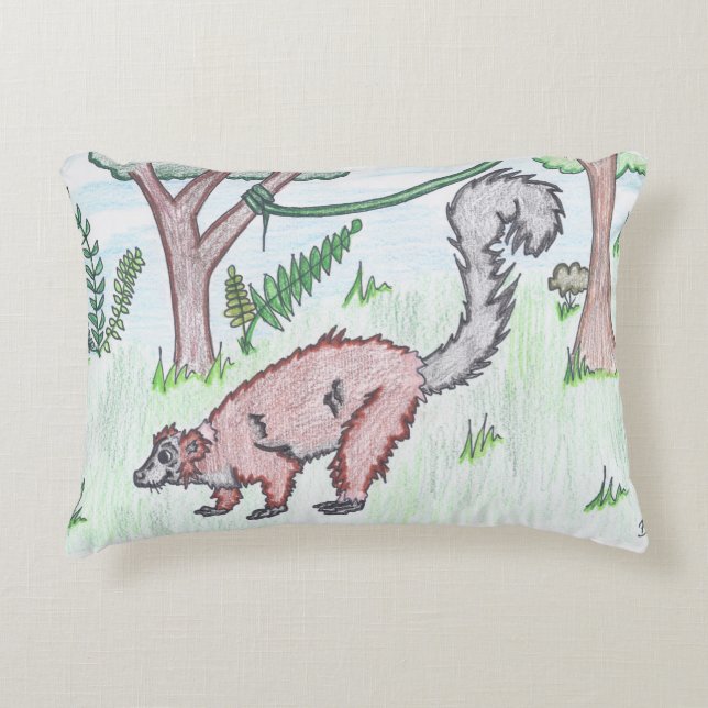 TWIS #blairsanimalcorner Red Ruffed Lemur Pillow (Front)