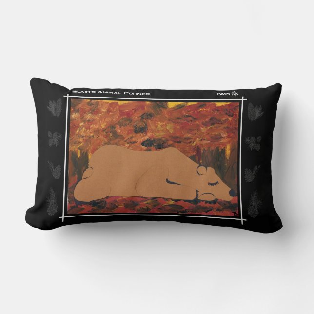 TWIS Lumbar Pillow: Blair's Animal Corner Grizzly Lumbar Cushion (Front)