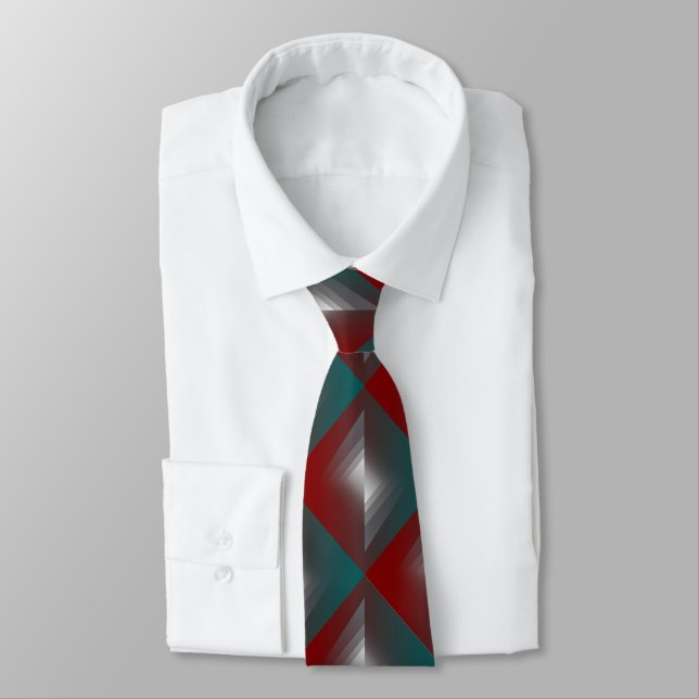 Twist of grey on teal burgundy tie (Tied)