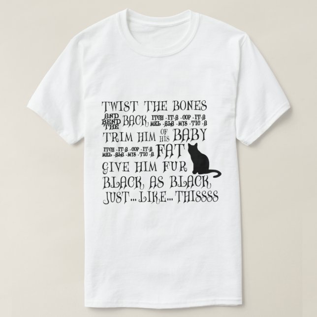 Twist The Bones Back Spell from Hocus Pocus Black  T-Shirt (Design Front)