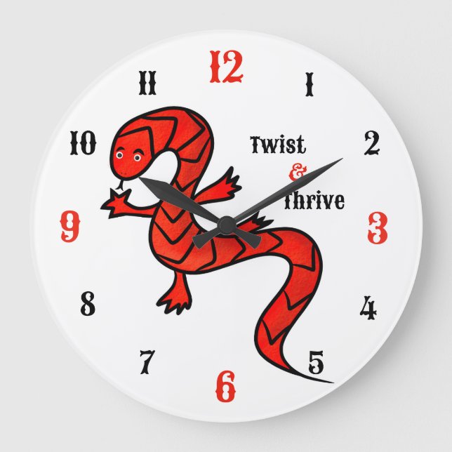 Twist & Thrive Red Lizard Wall Clock (Front)