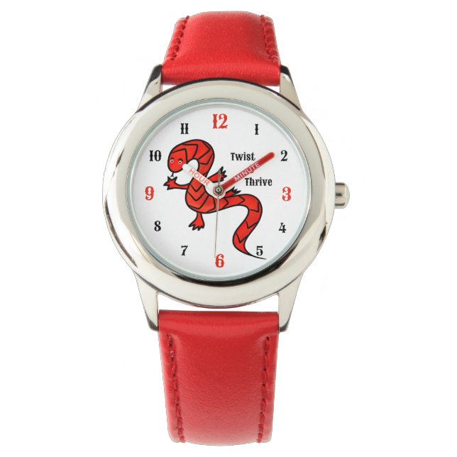 Twist & Thrive Red Lizard Watch (Front)
