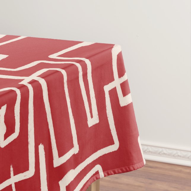 Twist & Turn Red White Tablecloth (In Situ)
