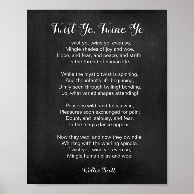 Twist Ye Twine Ye Black and White Poster (Front)