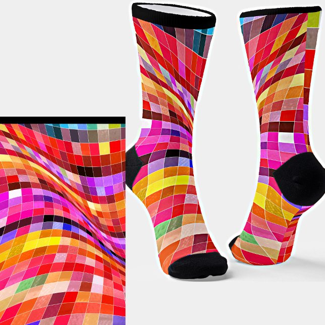 Twisted Abstract Checks Colourful Bright Socks (Creator Uploaded)