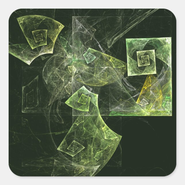 Twisted Balance Fractal Geometry Light Abstract Square Sticker (Front)