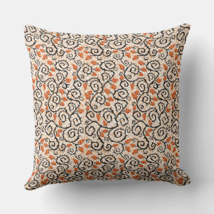 Twisted Beige Orange Vine Repeat Pattern Art Cushion