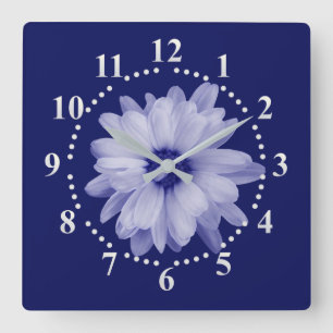 twisted blue petal square wall clock