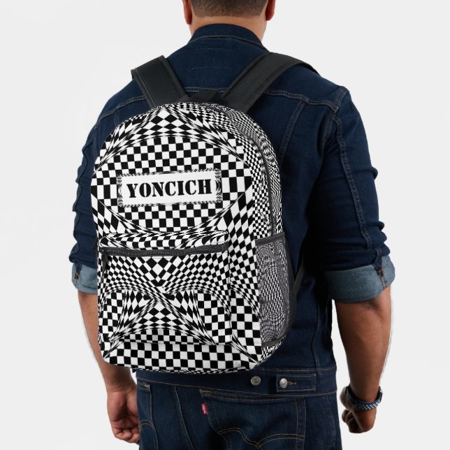 Twisted Checkers by Kenneth Yoncich Printed Backpack (Insitu (Model))