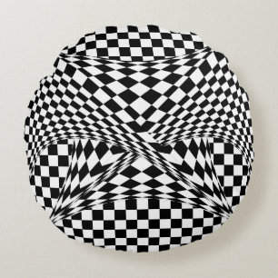 Twisted Checkers by Kenneth Yoncich Round Cushion