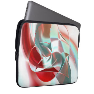 Twisted circular pieces in flashy red to coral  th laptop sleeve