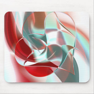 Twisted circular pieces in flashy red to coral th mouse mat