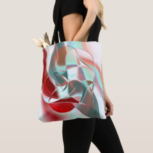 Twisted circular pieces in flashy red to coral  th tote bag