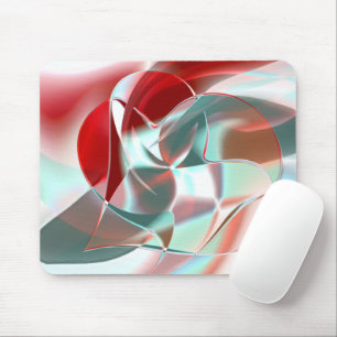 Twisted circular pieces in soft red coral to grey mouse mat