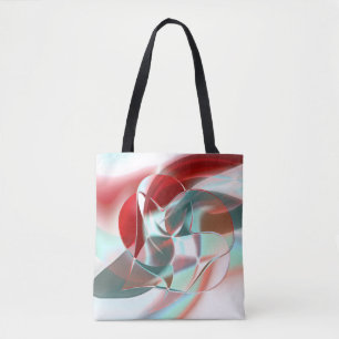 Twisted circular pieces in soft red coral to grey  tote bag