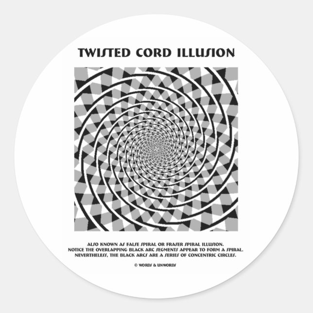 Twisted Cord Illusion (False Spiral) Classic Round Sticker (Front)