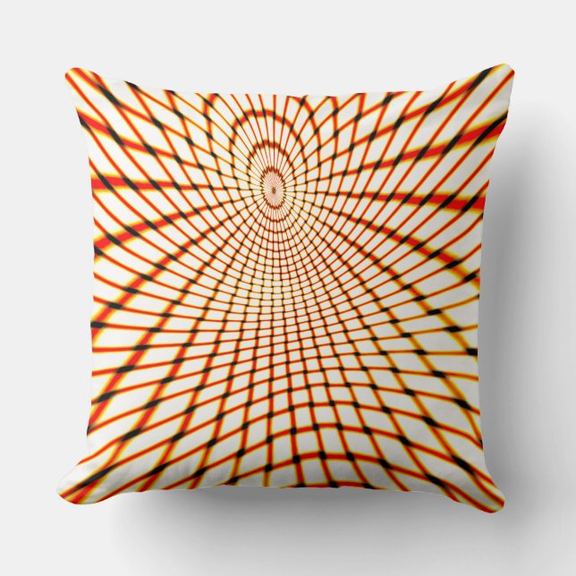 Twisted crossed orange lines forming sunken circle cushion (Front)