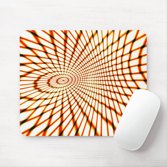 Twisted crossed orange lines forming sunken circle mouse mat (With Mouse)