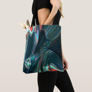 Twisted curves in dark shades to silvery light tote bag
