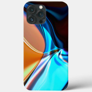 Twisted curves in nickeled blue and acrylic orange iPhone 13 pro max case