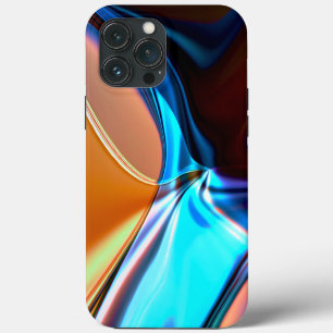 Twisted curves in nickeled blue and acrylic orange iPhone 13 pro max case