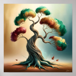 Twisted Dreams: A Colourful Bonsai Journey Poster