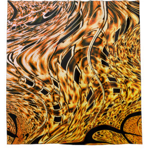 Twisted fractal with a light shade of coral to gol shower curtain