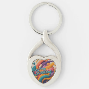 Twisted Heart Happy Birthday Key Ring