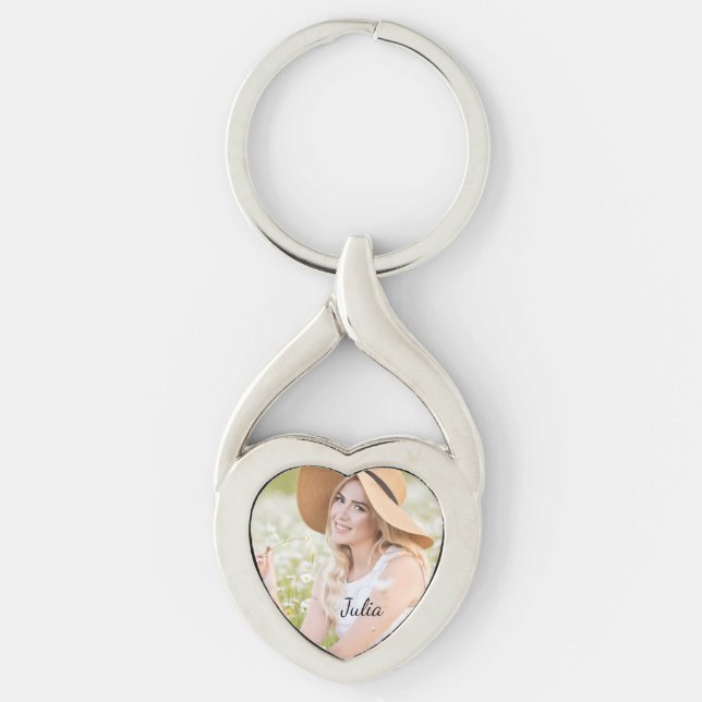 Twisted Heart Photo Metal Keychain (Front)
