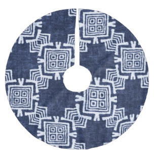 Twisted indigo chequered textured background. brushed polyester tree skirt
